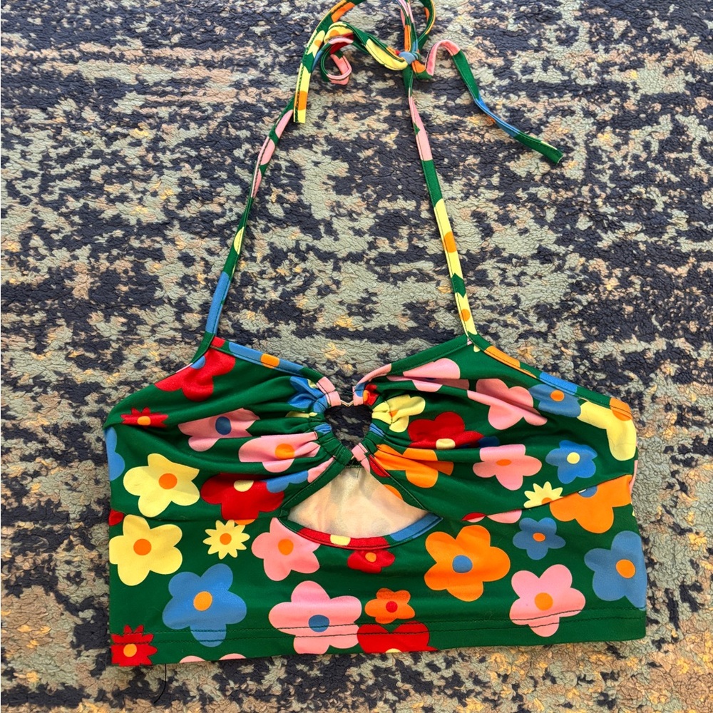 Floral Halter Top with Cutout